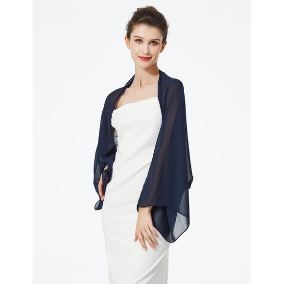 Bridal Wedding Chiffon Shawl Shrug With Arm Hole Bridesmaid Cover Up Evening😙 - Picture 2 of 6
